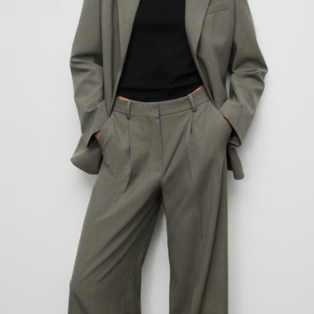 MANGO Green/Gray Trouser Suit Pants - Picture 3 of 6